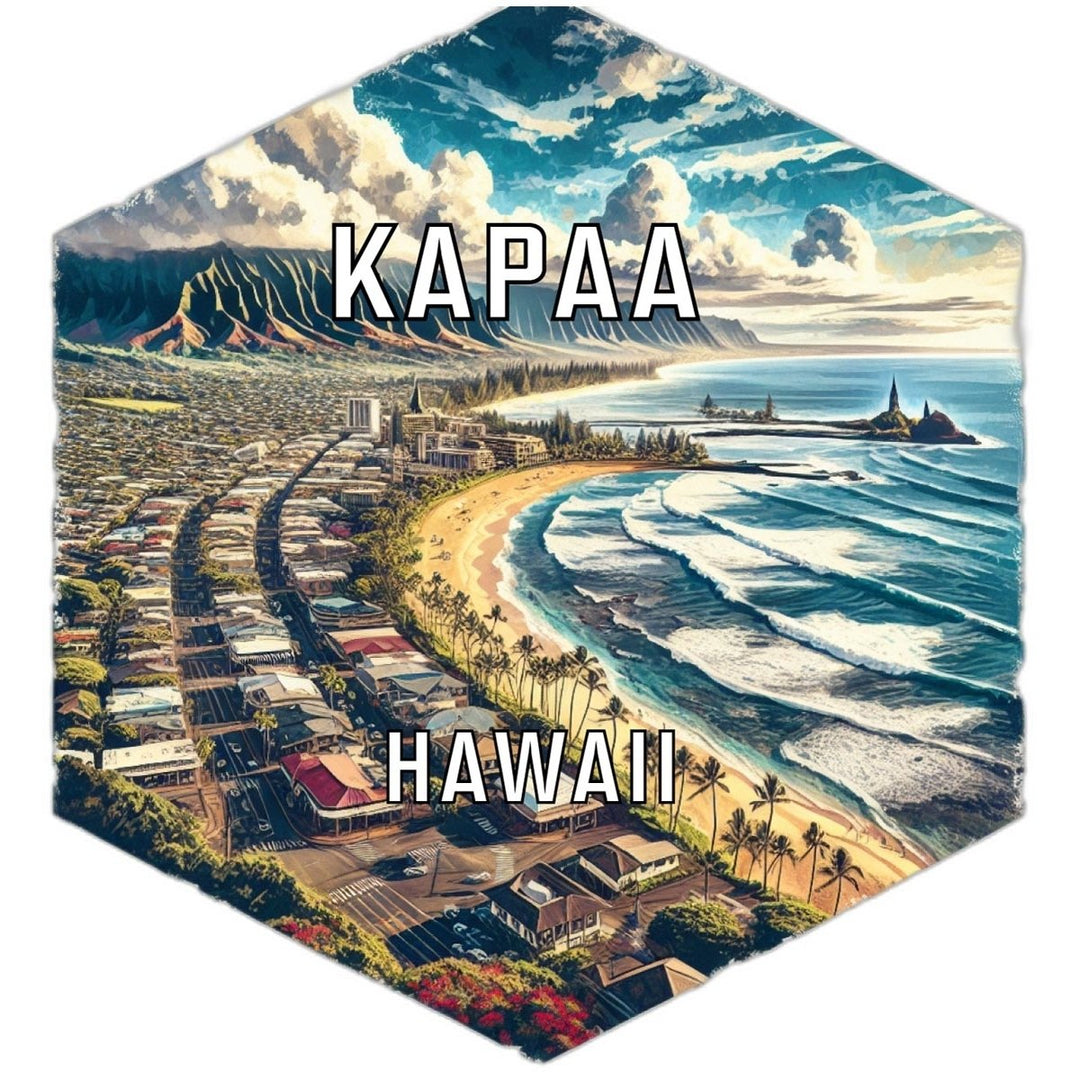 Kapaa Hawaii Souvenir Travel Destination Die Cut Hexagon Fridge Magnet Image 1