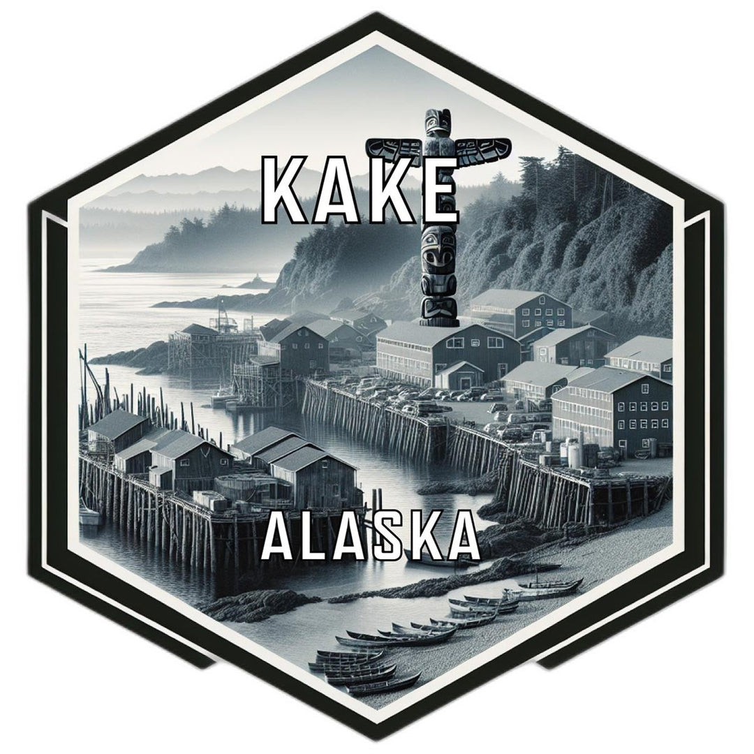 Kake Alaska Souvenir Travel Destination Die Cut Hexagon Fridge Magnet Image 1