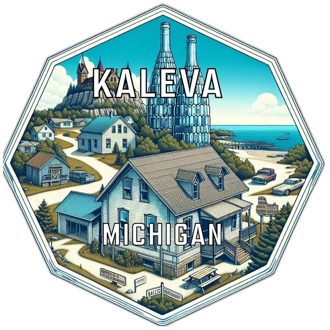 Kaleva Michigan Souvenir Travel Destination Die Cut Hexagon Fridge Magnet Image 1