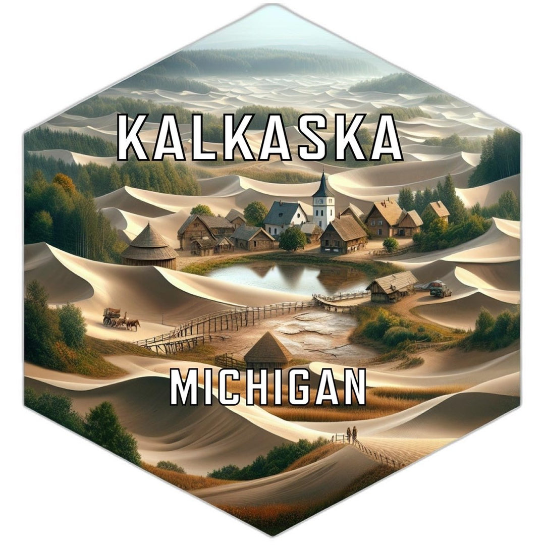 Kalkaska Michigan Souvenir Travel Destination Die Cut Hexagon Fridge Magnet Image 1