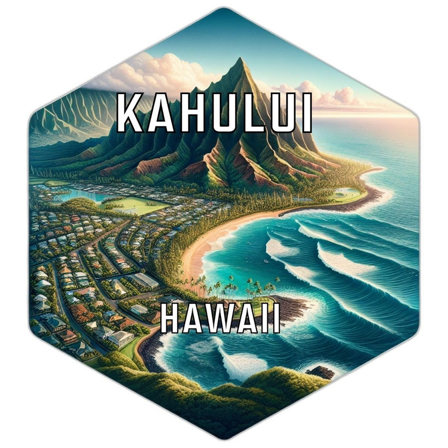 Kahului Hawaii Souvenir Travel Destination Die Cut Hexagon Fridge Magnet Image 1