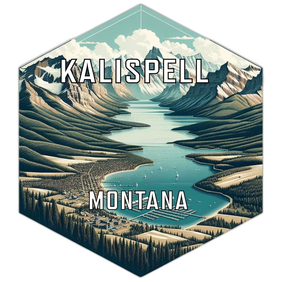 Kalispell Montana Souvenir Travel Destination Die Cut Hexagon Fridge Magnet Image 1