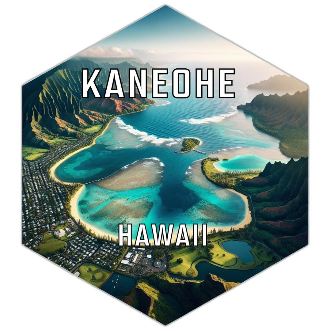 Kaneohe Hawaii Souvenir Travel Destination Die Cut Hexagon Fridge Magnet Image 1