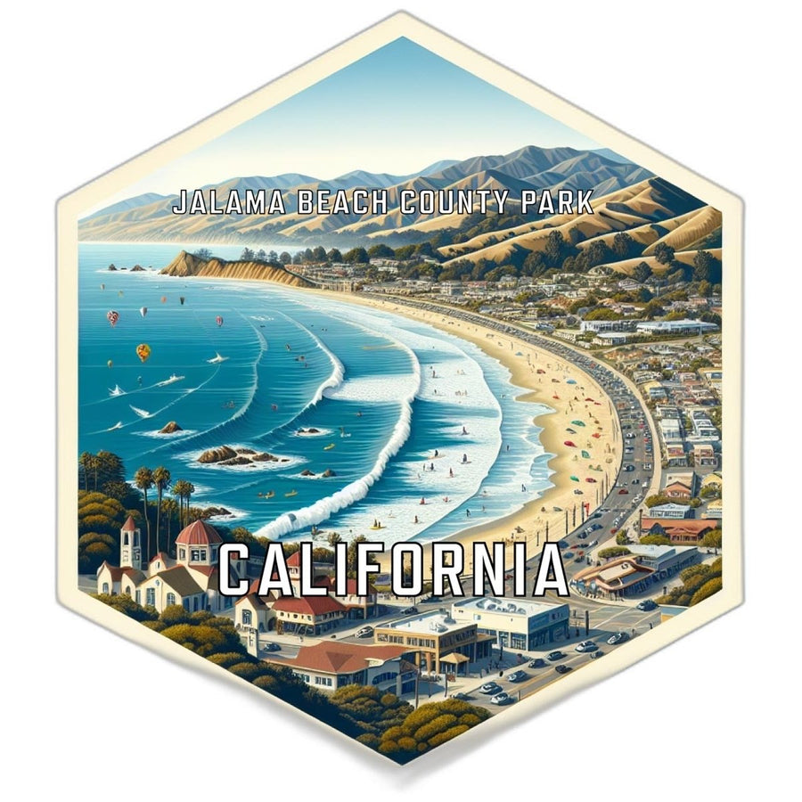 Jalama Beach County Park California Souvenir Travel Destination Die Cut Hexagon Fridge Magnet Image 1