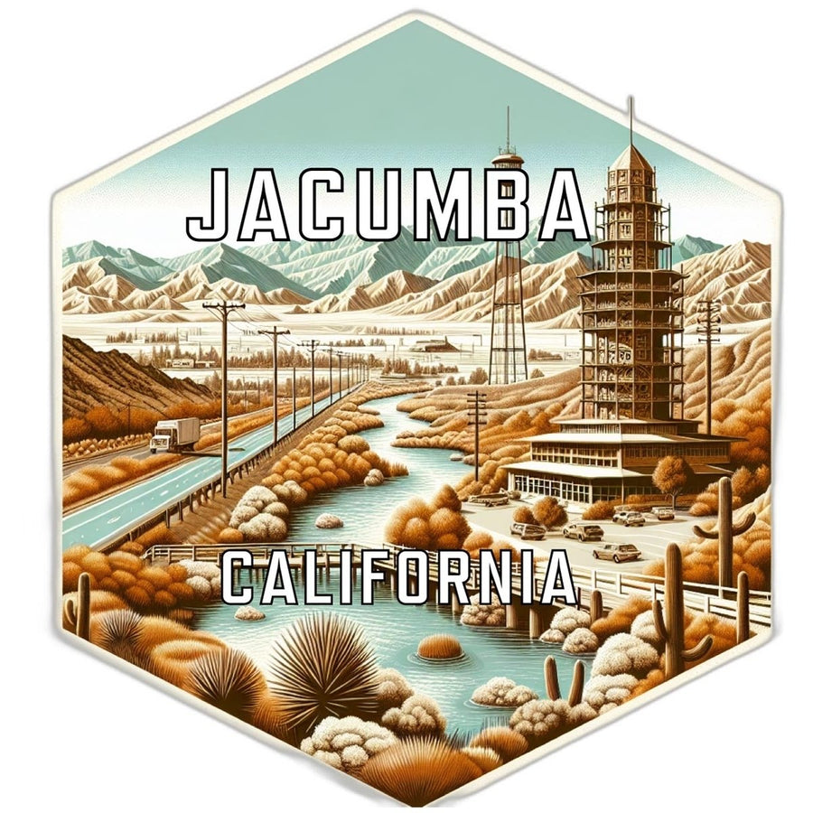 Jacumba California Souvenir Travel Destination Die Cut Hexagon Fridge Magnet Image 1