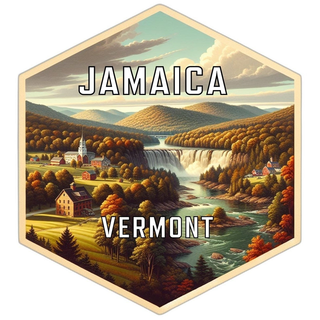 Jamaica Vermont Souvenir Travel Destination Die Cut Hexagon Fridge Magnet Image 1