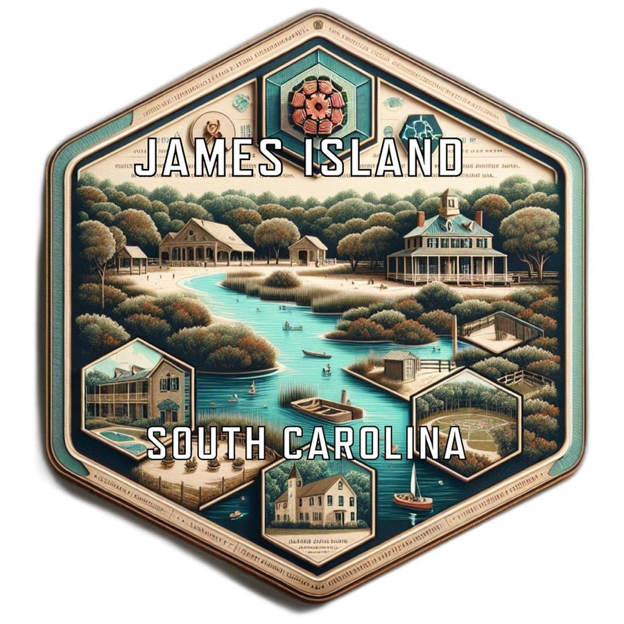 James Island South Carolina Souvenir Travel Destination Die Cut Hexagon Fridge Magnet Image 1