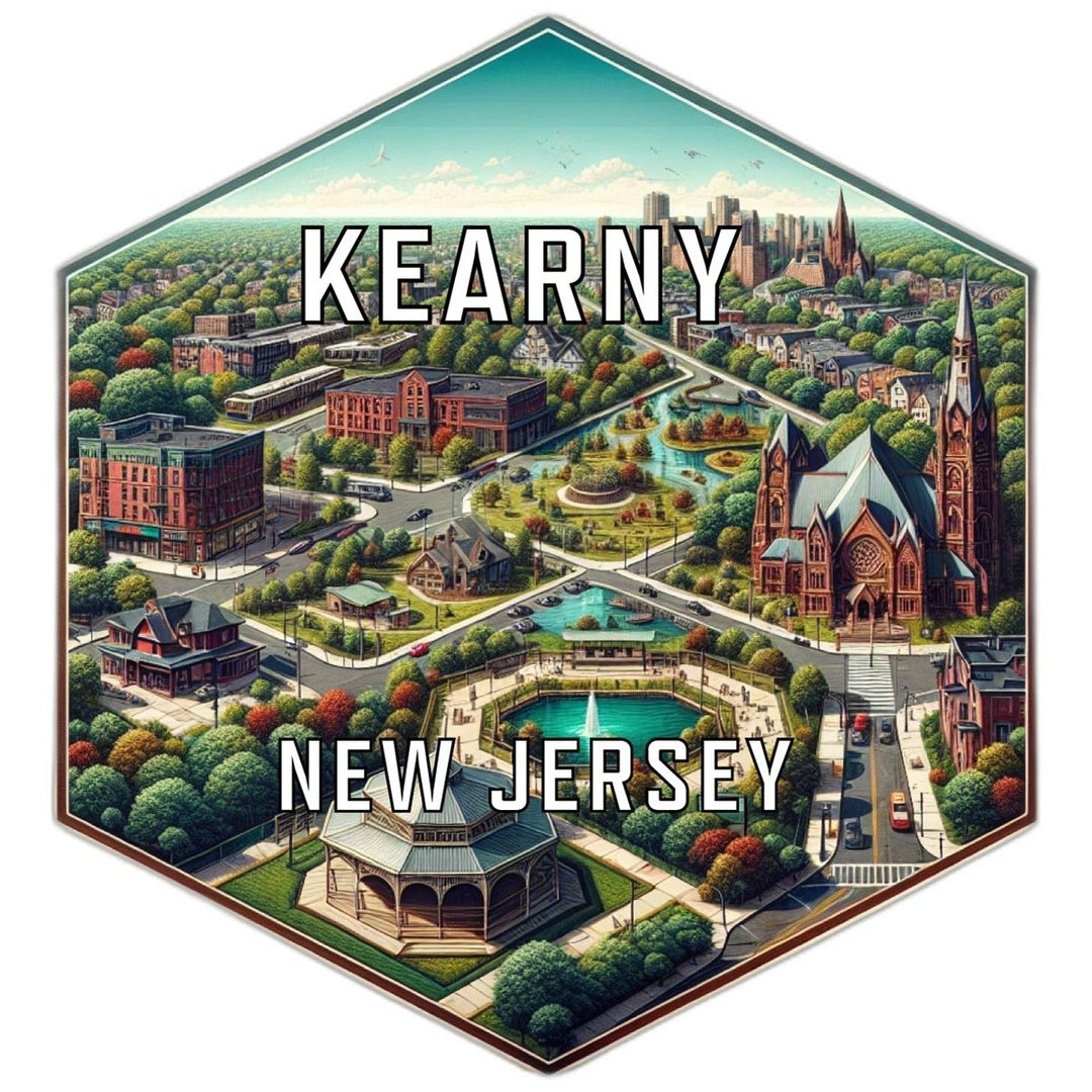 Kearny Jersey Souvenir Travel Destination Die Cut Hexagon Fridge Magnet Image 1