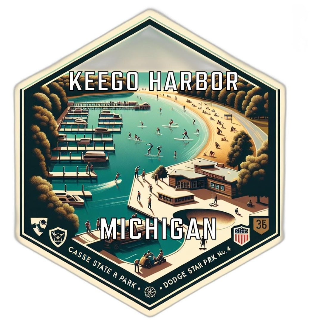 Keego Harbor Michigan Souvenir Travel Destination Die Cut Hexagon Fridge Magnet Image 1