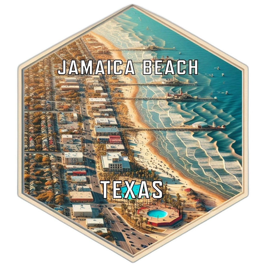 Jamaica Beach Texas Souvenir Travel Destination Die Cut Hexagon Fridge Magnet Image 1