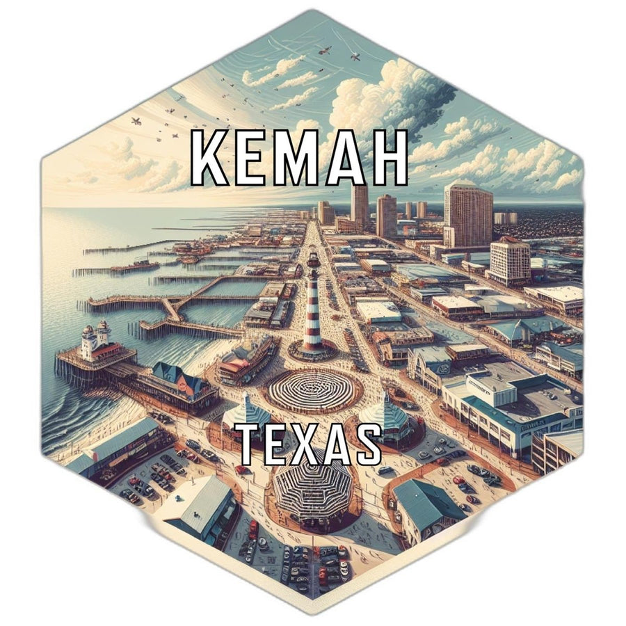 Kemah Texas Souvenir Travel Destination Die Cut Hexagon Fridge Magnet Image 1