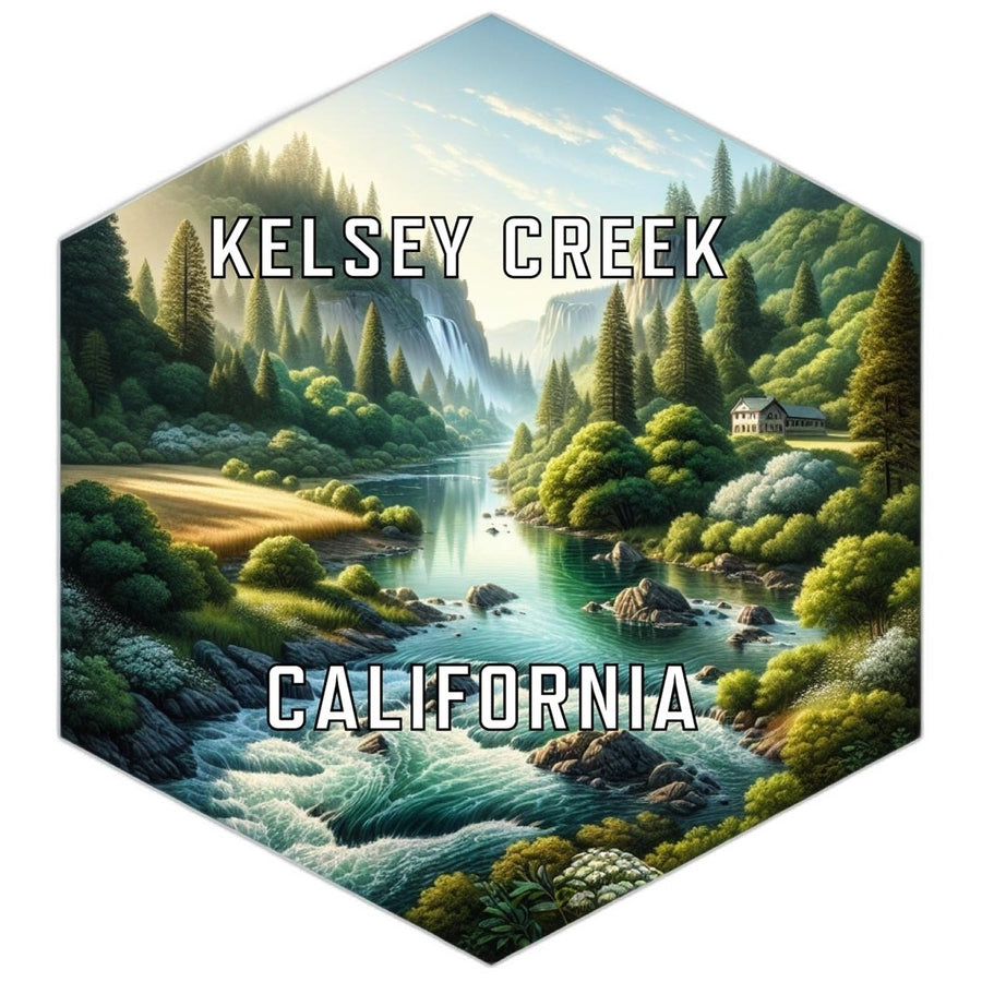 Kelsey Creek California Souvenir Travel Destination Die Cut Hexagon Fridge Magnet Image 1