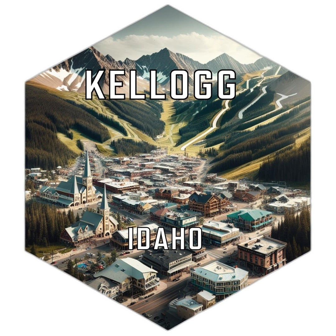 Kellogg Idaho Souvenir Travel Destination Die Cut Hexagon Fridge Magnet Image 1