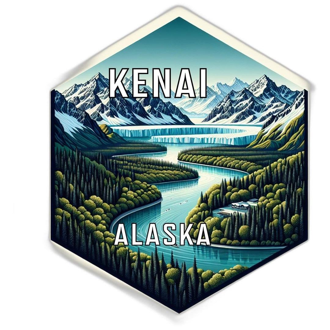 Kenai Alaska Souvenir Travel Destination Die Cut Hexagon Fridge Magnet Image 1