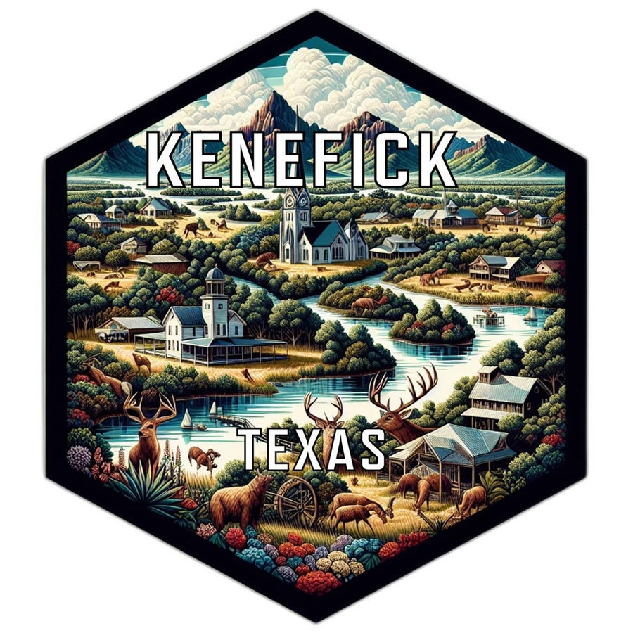 Kenefick Texas Souvenir Travel Destination Die Cut Hexagon Fridge Magnet Image 1