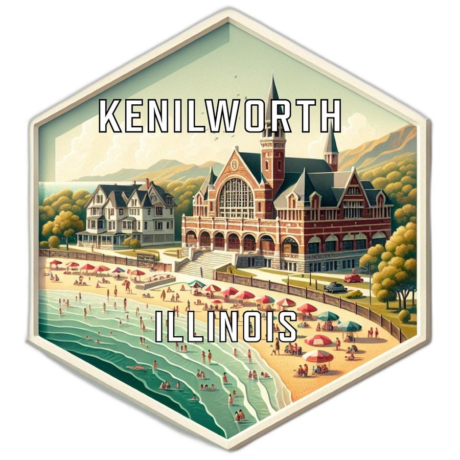 Kenilworth Illinois Souvenir Travel Destination Die Cut Hexagon Fridge Magnet Image 1