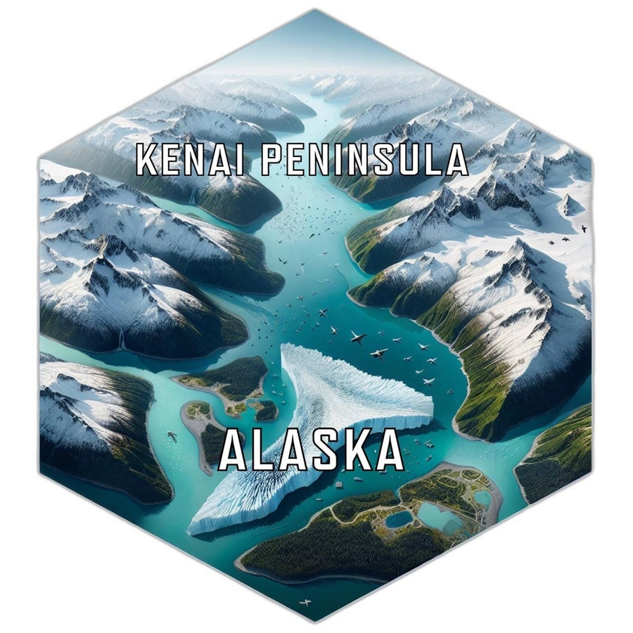 Kenai Peninsula Alaska Souvenir Travel Destination Die Cut Hexagon Fridge Magnet Image 1