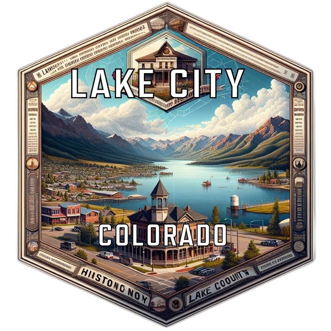 Lake City Colorado Souvenir Travel Destination Die Cut Hexagon Fridge Magnet Image 1