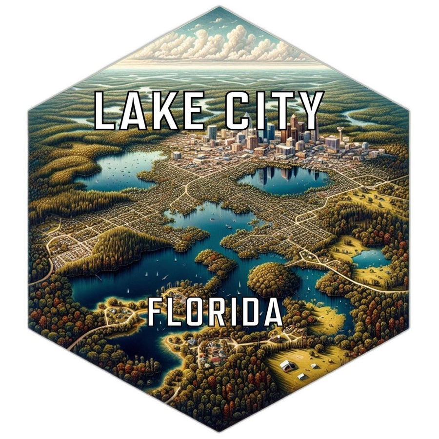 Lake City Florida Souvenir Travel Destination Die Cut Hexagon Fridge Magnet Image 1