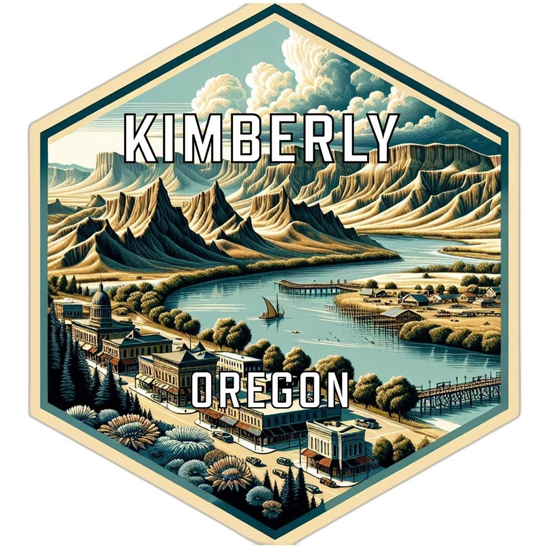 Kimberly Oregon Souvenir Travel Destination Die Cut Hexagon Fridge Magnet Image 1