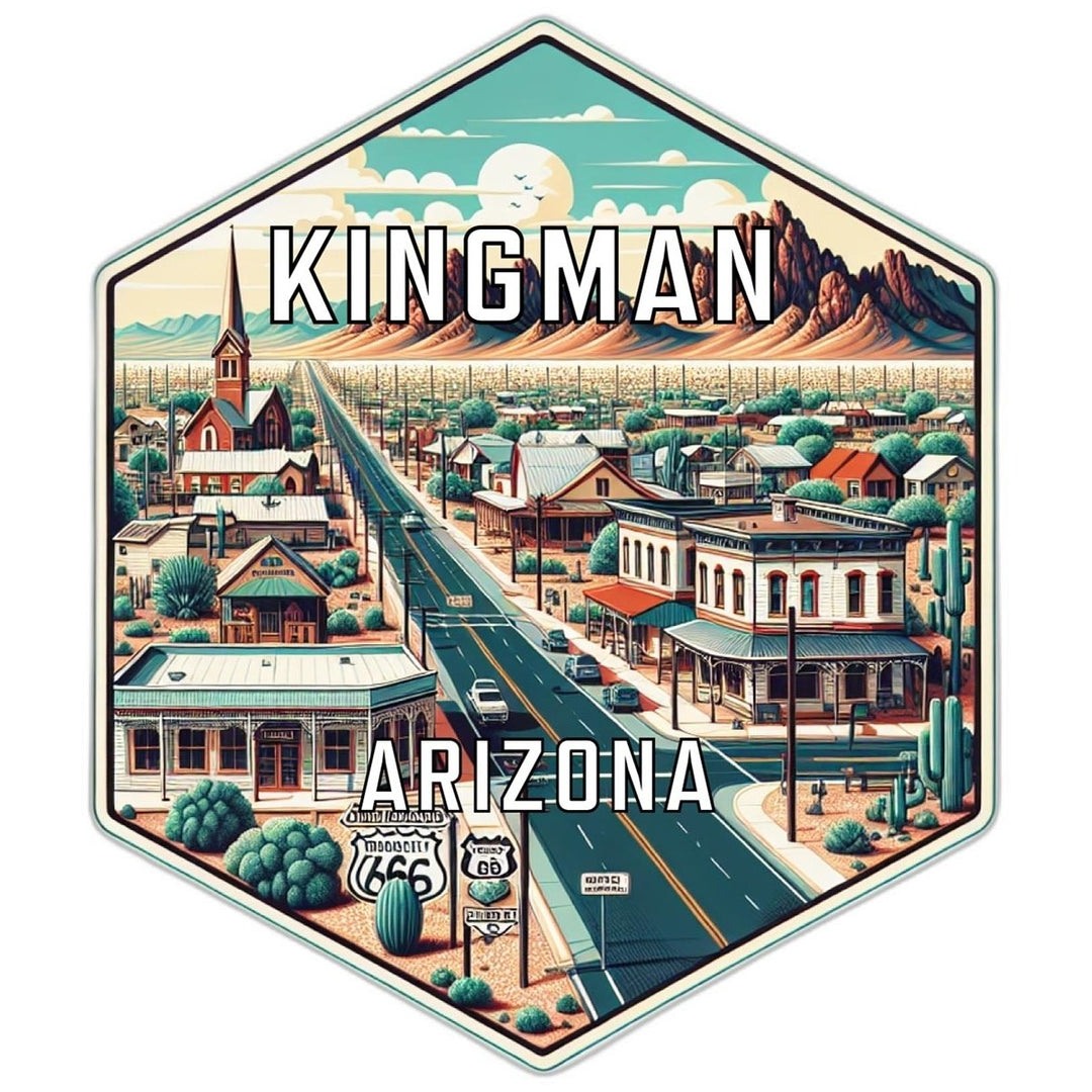 Kingman Arizona Souvenir Travel Destination Die Cut Hexagon Fridge Magnet Image 1