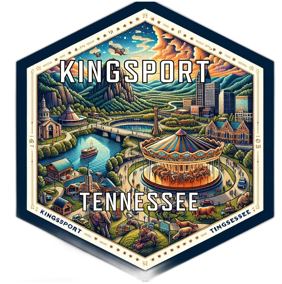 Kingsport Tennessee Souvenir Travel Destination Die Cut Hexagon Fridge Magnet Image 1