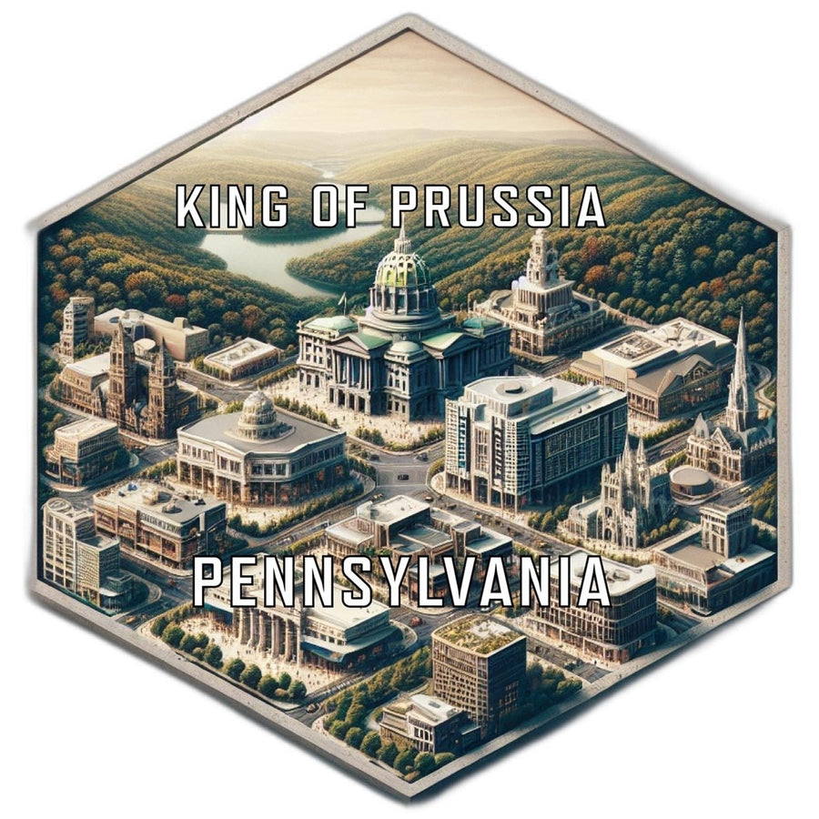 King Of Prussia Pennsylvania Souvenir Travel Destination Die Cut Hexagon Fridge Magnet Image 1