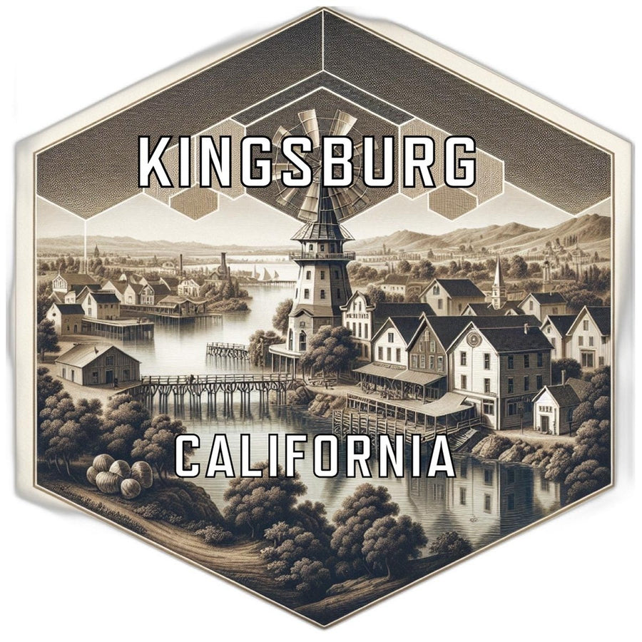 Kingsburg California Souvenir Travel Destination Die Cut Hexagon Fridge Magnet Image 1