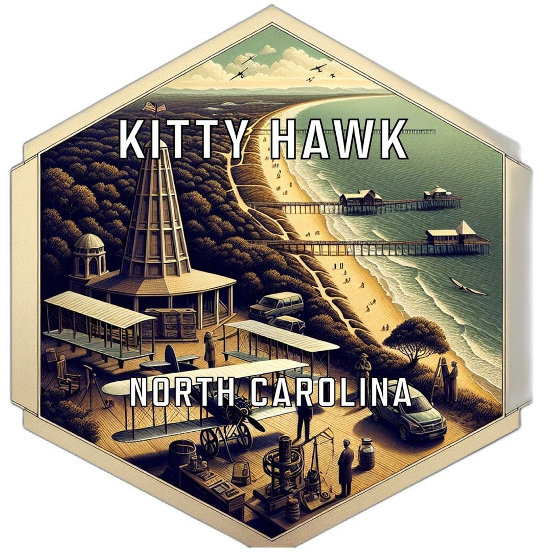 Kitty Hawk North Carolina Souvenir Travel Destination Die Cut Hexagon Fridge Magnet Image 1