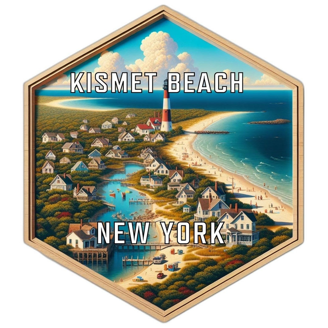 Kismet Beach York Souvenir Travel Destination Die Cut Hexagon Fridge Magnet Image 1