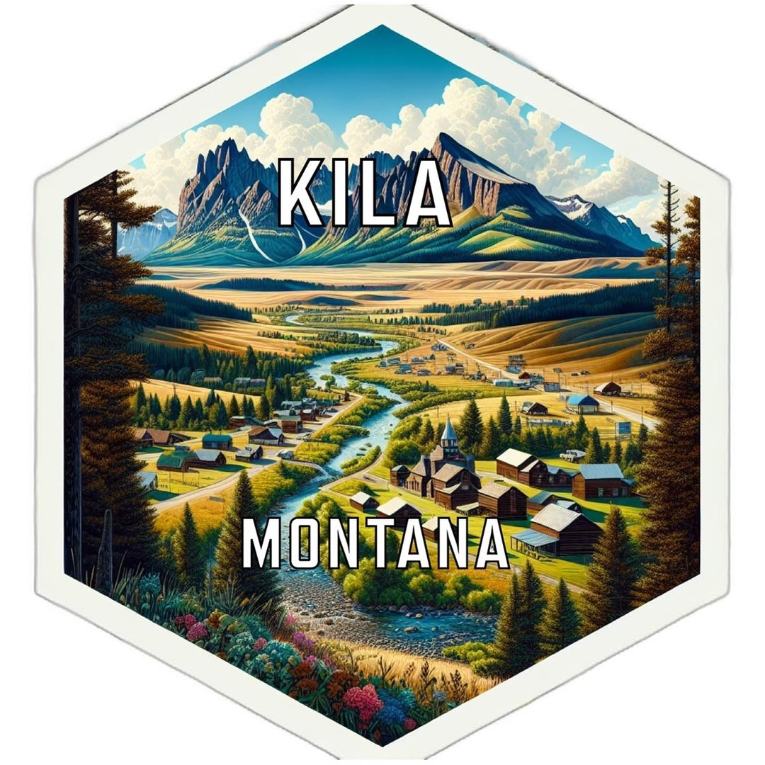 Kila Montana Souvenir Travel Destination Die Cut Hexagon Fridge Magnet Image 1