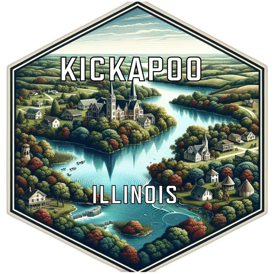 Kickapoo Illinois Souvenir Travel Destination Die Cut Hexagon Fridge Magnet Image 1