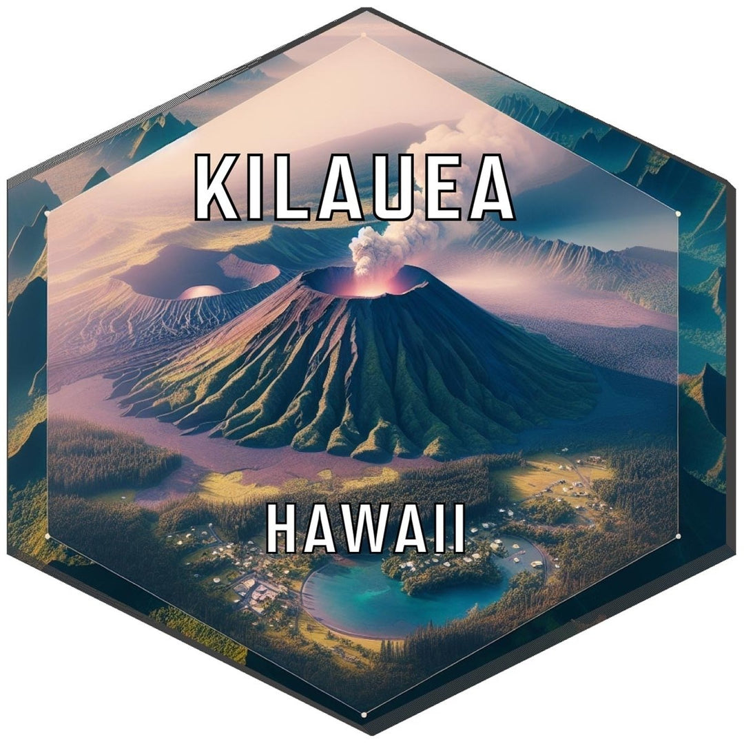 Kilauea Hawaii Souvenir Travel Destination Die Cut Hexagon Fridge Magnet Image 1