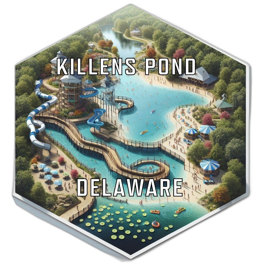 Killens Pond Delaware Souvenir Travel Destination Die Cut Hexagon Fridge Magnet Image 1