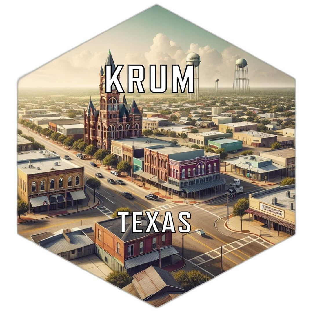 Krum Texas Souvenir Travel Destination Die Cut Hexagon Fridge Magnet Image 1