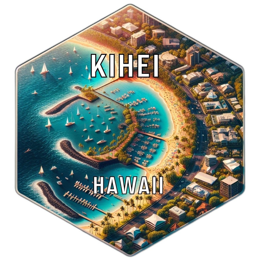 Kihei Hawaii Souvenir Travel Destination Die Cut Hexagon Fridge Magnet Image 1