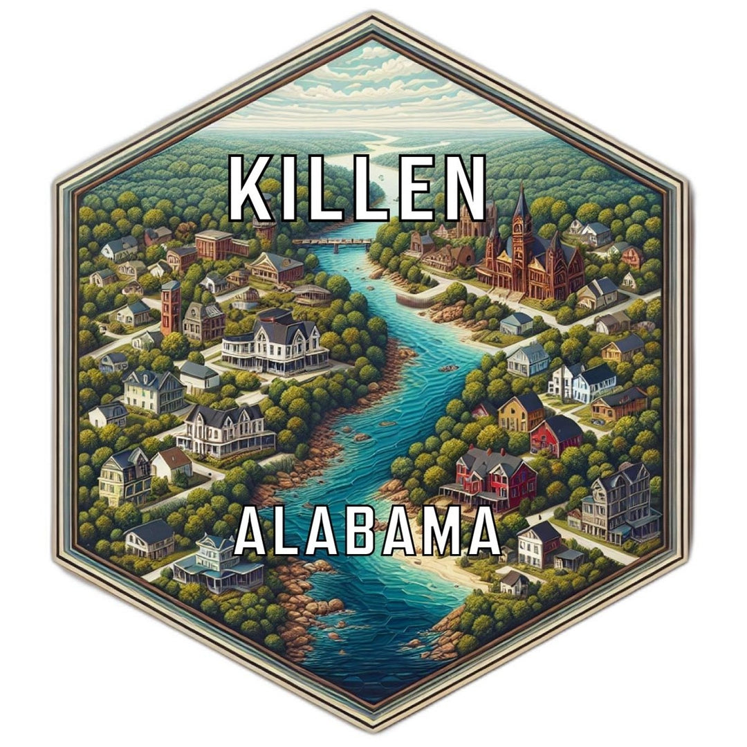 Killen Alabama Souvenir Travel Destination Die Cut Hexagon Fridge Magnet Image 1