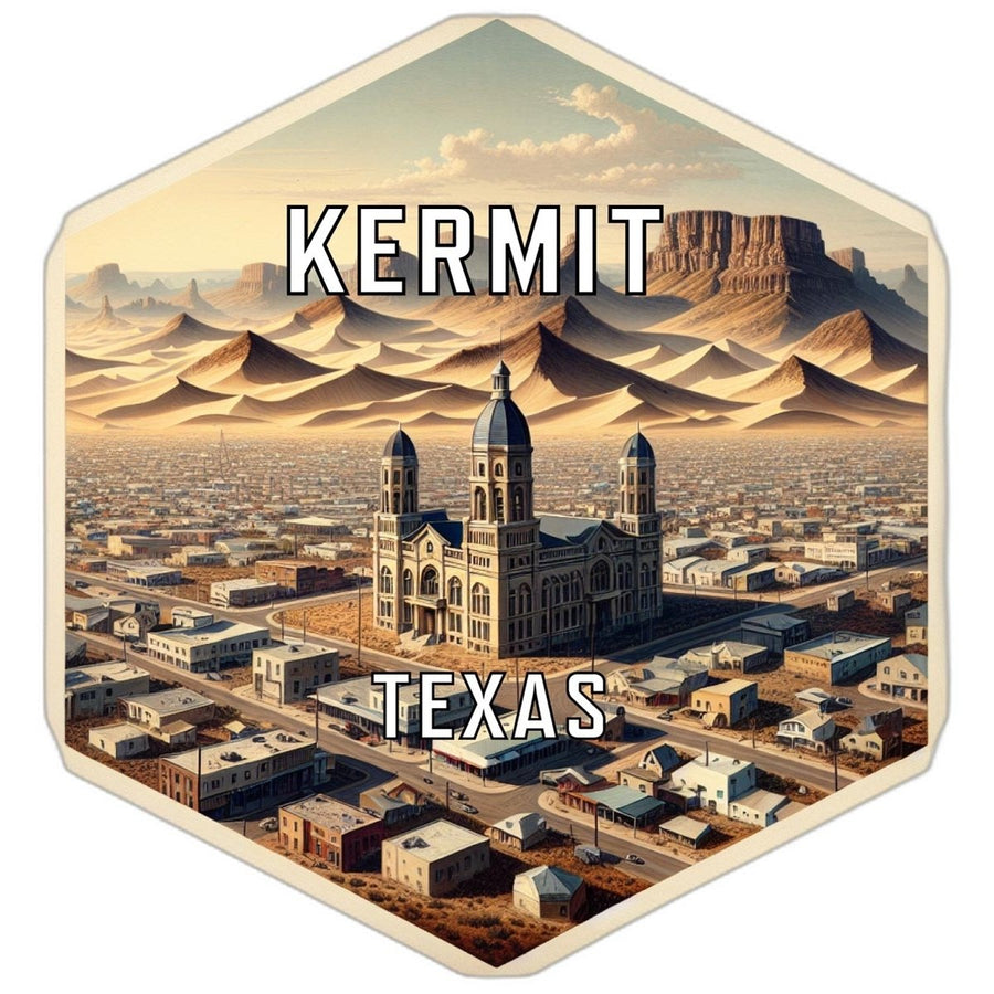 Kermit Texas Souvenir Travel Destination Die Cut Hexagon Fridge Magnet Image 1