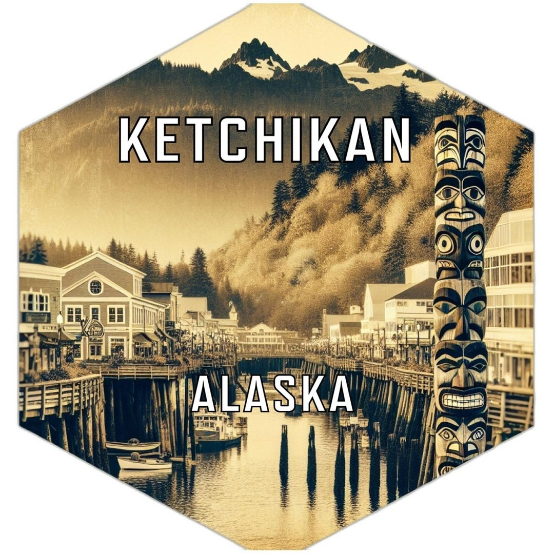 Ketchikan Alaska Souvenir Travel Destination Die Cut Hexagon Fridge Magnet Image 1