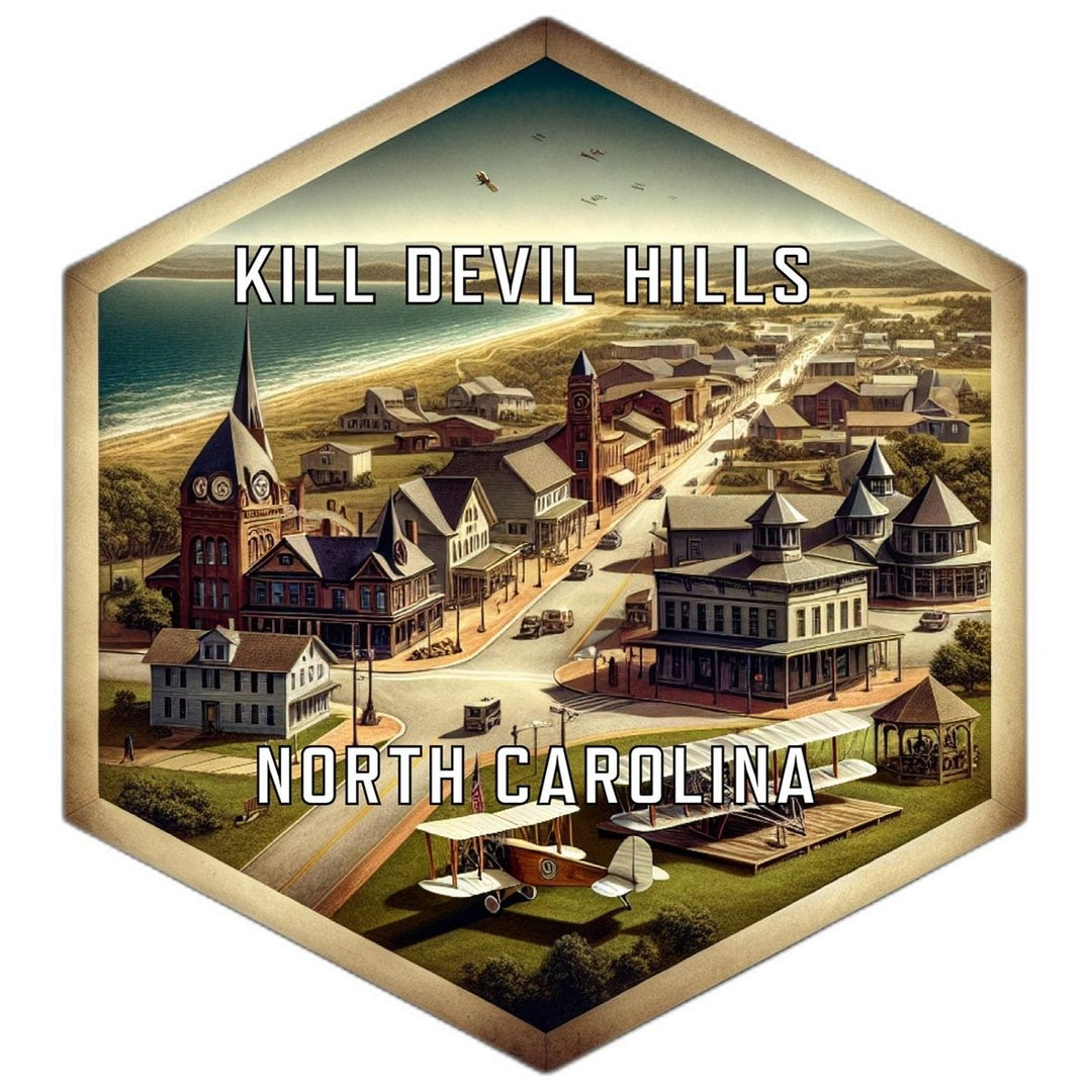 Kill Devil Hills North Carolina Souvenir Travel Destination Die Cut Hexagon Fridge Magnet Image 1