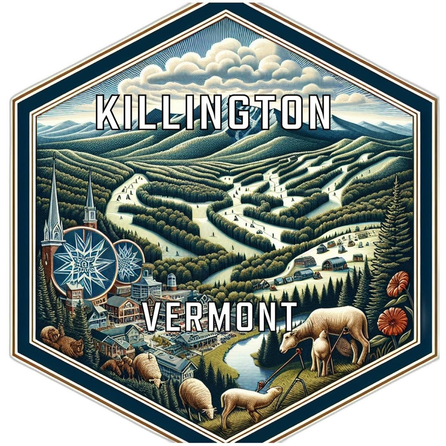 Killington Vermont Souvenir Travel Destination Die Cut Hexagon Fridge Magnet Image 1