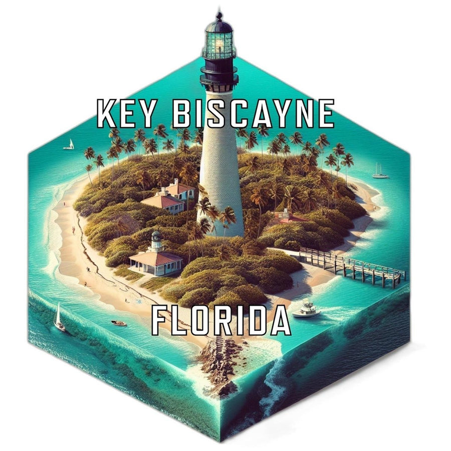 Key Biscayne Florida Souvenir Travel Destination Die Cut Hexagon Fridge Magnet Image 1