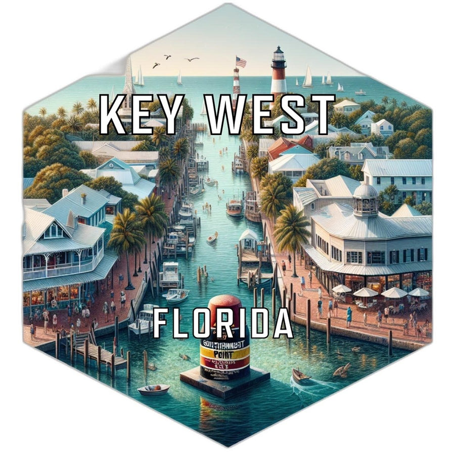 Key West Florida Souvenir Travel Destination Die Cut Hexagon Fridge Magnet Image 1