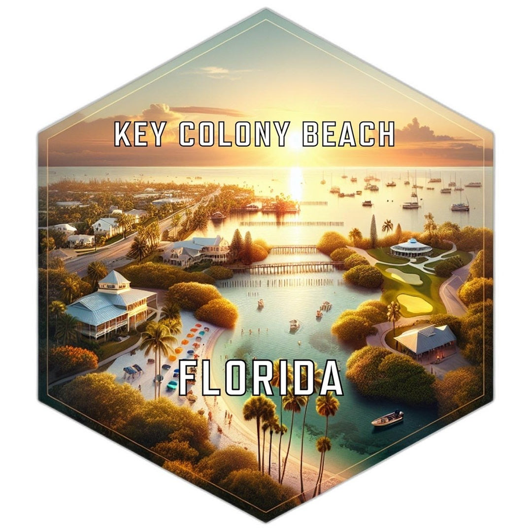 Key Colony Beach Florida Souvenir Travel Destination Die Cut Hexagon Fridge Magnet Image 1