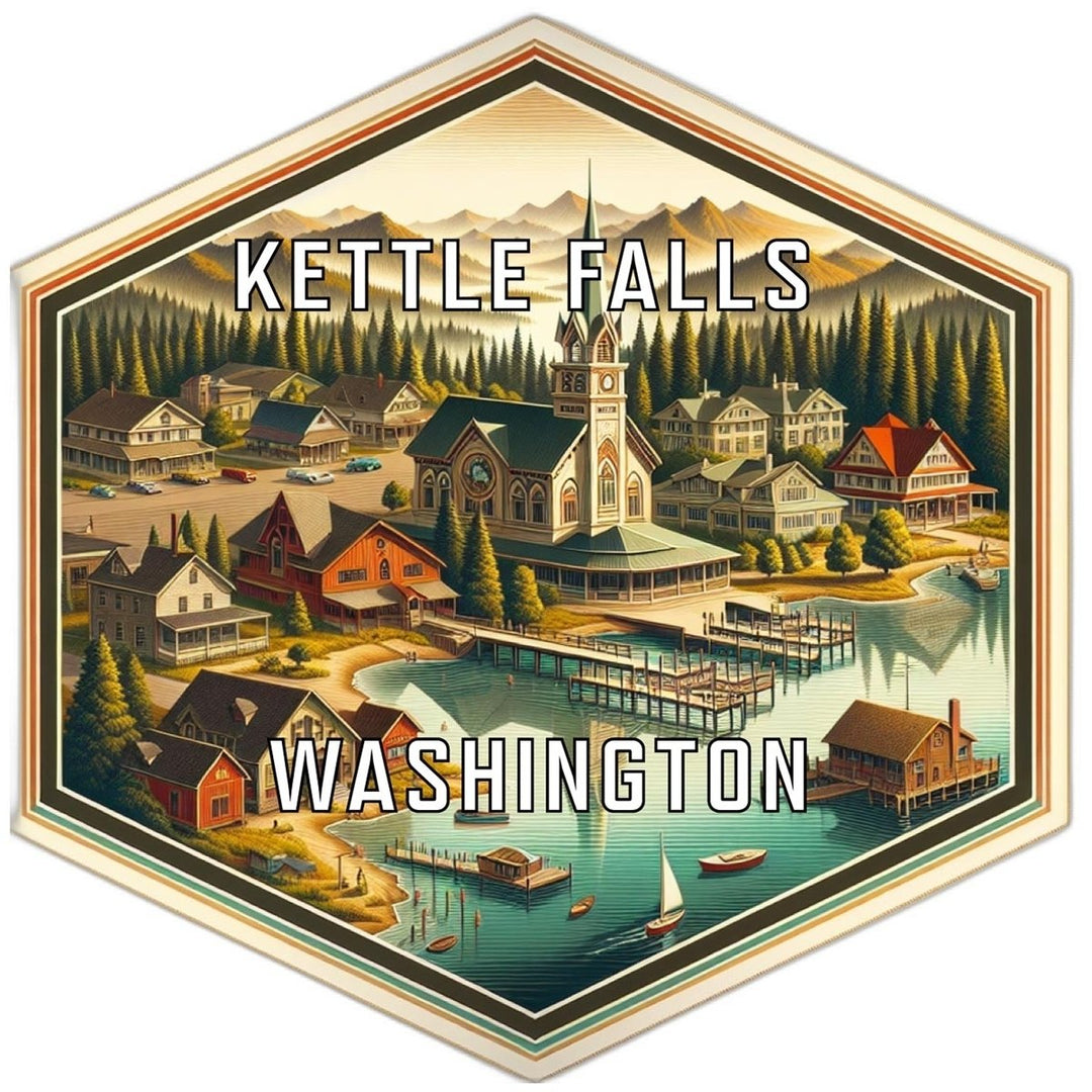 Kettle Falls Washington Souvenir Travel Destination Die Cut Hexagon Fridge Magnet Image 1