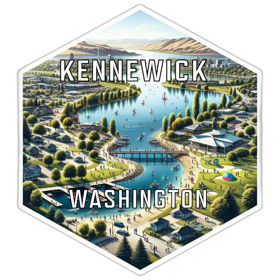 Kennewick Washington Souvenir Travel Destination Die Cut Hexagon Fridge Magnet Image 1