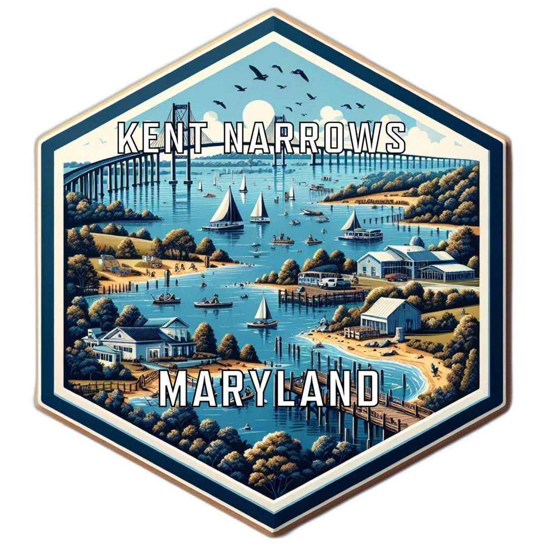 Kent Narrows Maryland Souvenir Travel Destination Die Cut Hexagon Fridge Magnet Image 1