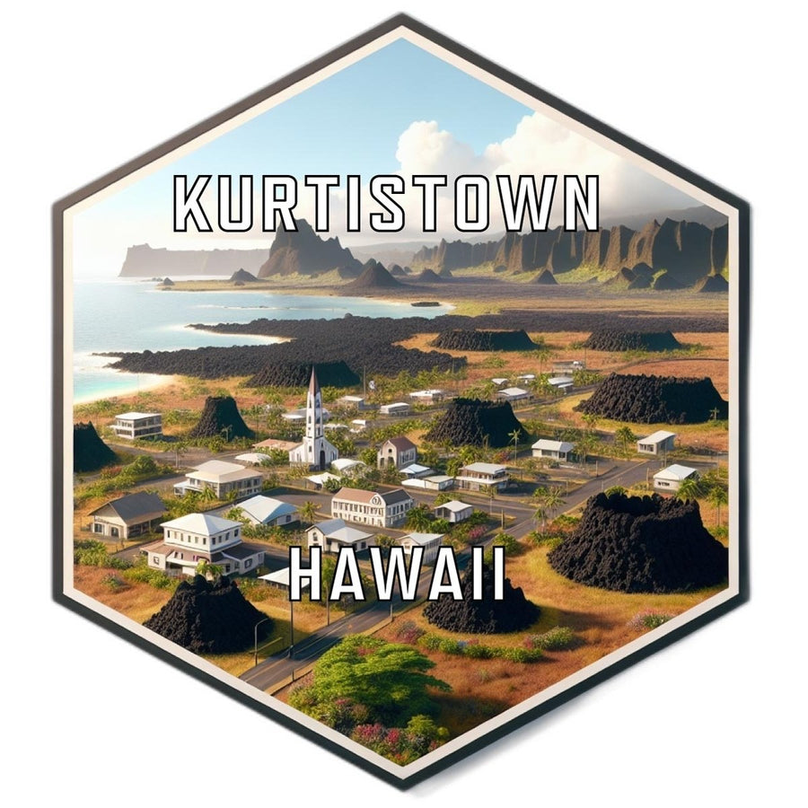 Kurtistown Hawaii Souvenir Travel Destination Die Cut Hexagon Fridge Magnet Image 1