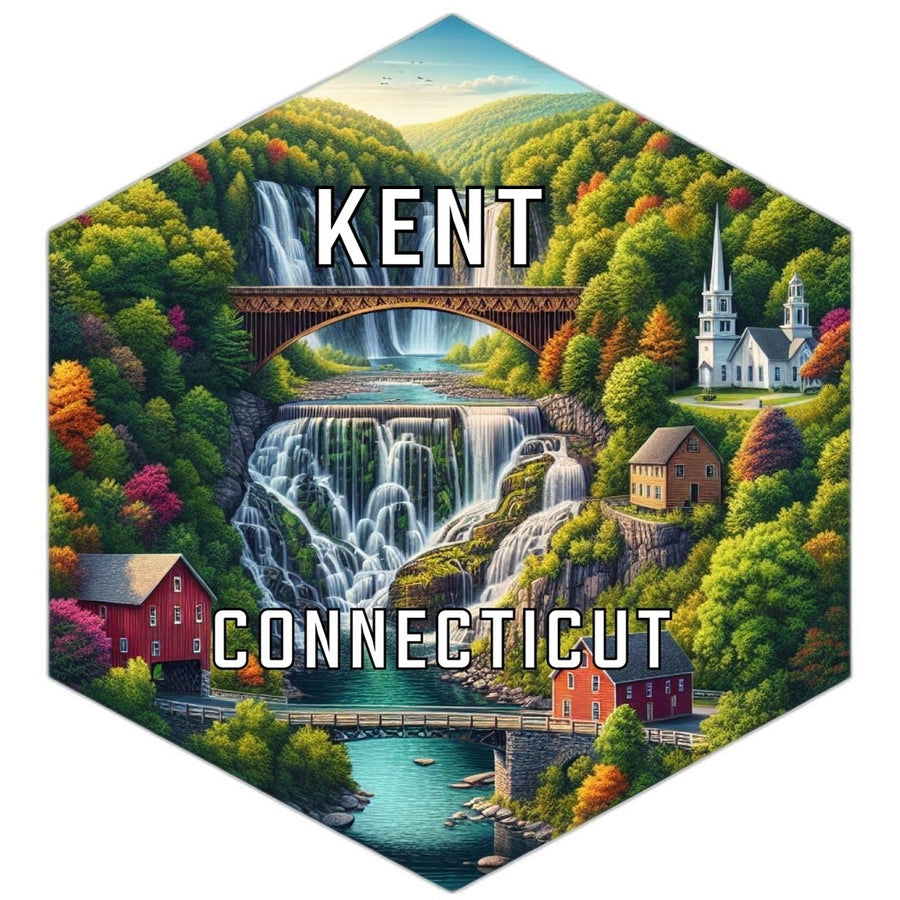 Kent Connecticut Souvenir Travel Destination Die Cut Hexagon Fridge Magnet Image 1