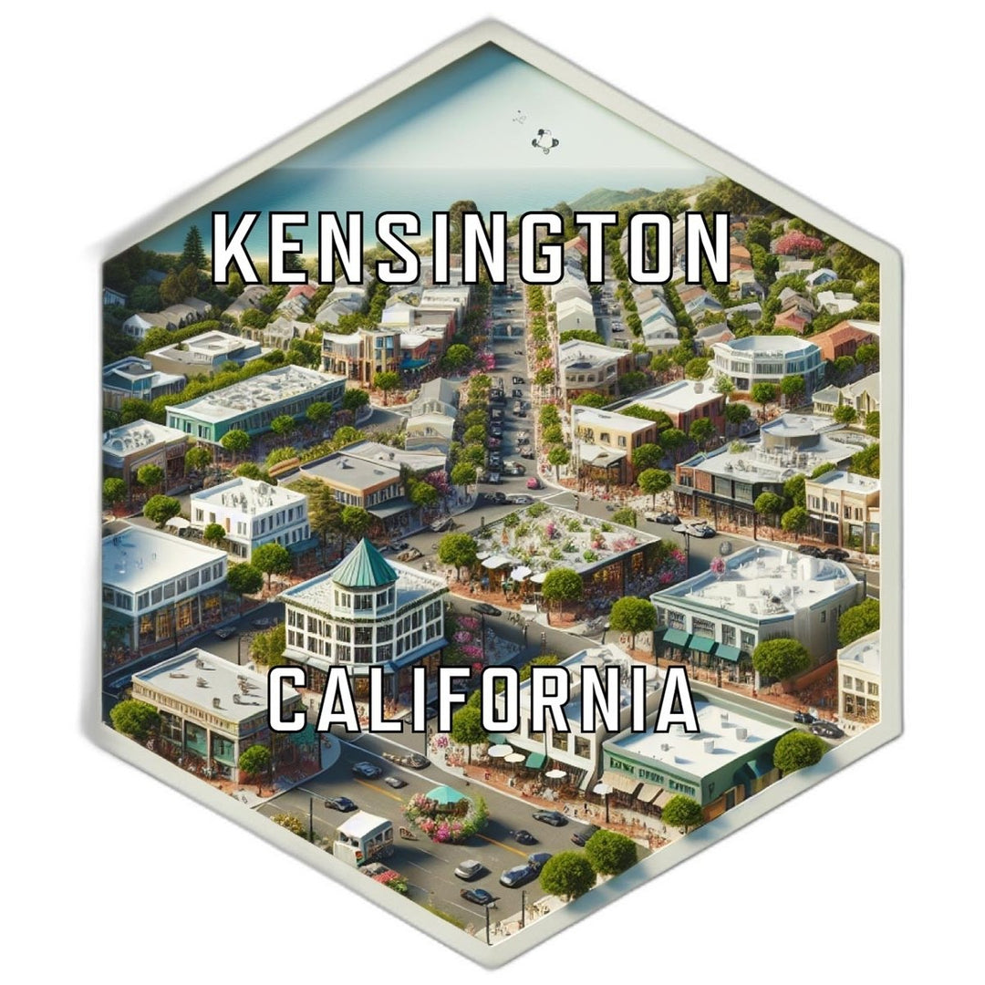 Kensington California Souvenir Travel Destination Die Cut Hexagon Fridge Magnet Image 1